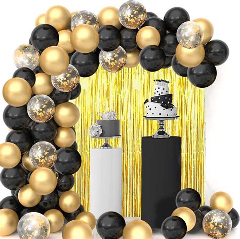Black And Gold Balloon Garland Arch Kit Black And Gold Party Decorations With Black