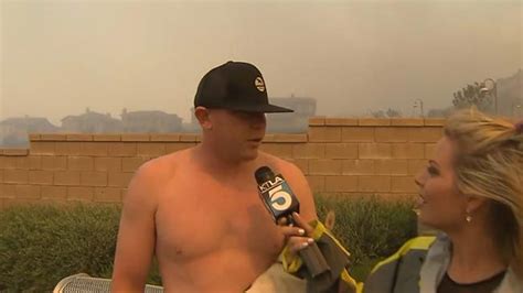 Shirtless Man Asks Tv Reporter Out On Air During Report On La Wildfires