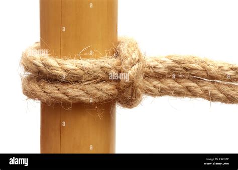 Rope Knot On A Bamboo Over White Background Stock Photo Alamy