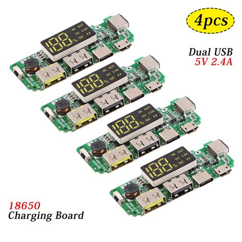 Makerfocus 4pcs 186 50 Charging Board Dual Usb 5v 24a Mobile Power