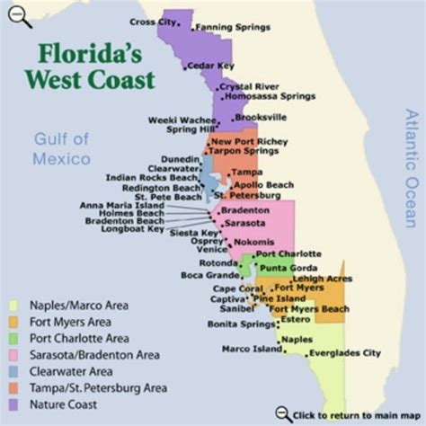 Map Of Florida West Coast Towns