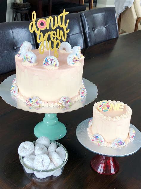 Donut Grow Up 1st Birthday Cake And Smash Cake Donut Themed Birthday Party Unique Birthday