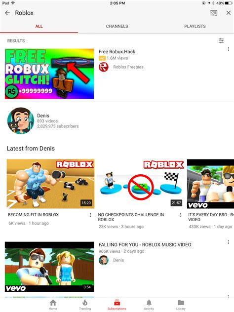 Every Time I Search Up Roblox On Youtube I Get Denis Instead Of The