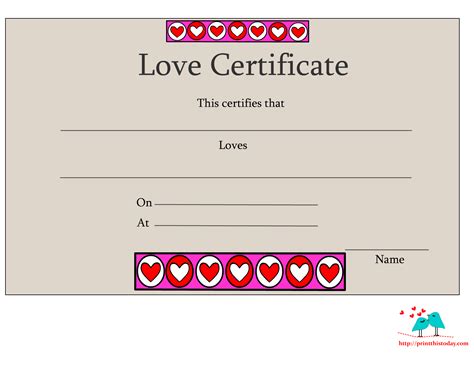 Love Certificate Templates
