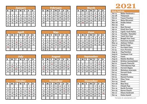 These dates may be modified as official changes are announced, so please check back regularly for updates. 2021 Hindu Festivals Calendar Template - Free Printable ...