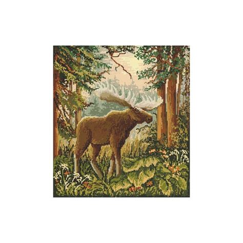 cross stitch pattern pdf elk in a forest