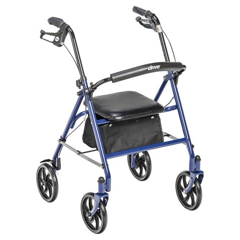 Drive Medical 10257BL 1 4 Wheel Rollator Walker With Seat Removable