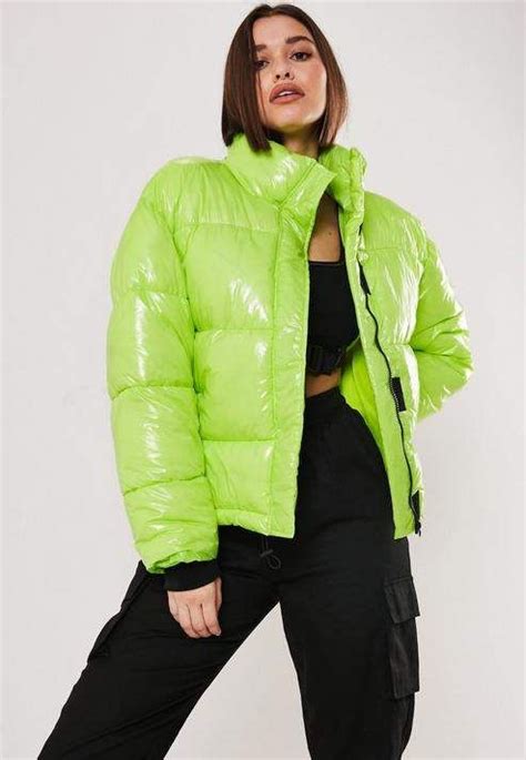 Missguided Neon Green Oversized Puffer Jacket Green Puffer Jacket