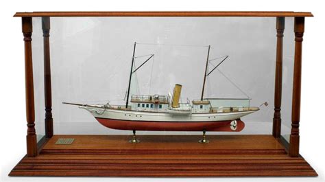 Victorian Schooner Ship Model In Glass Case
