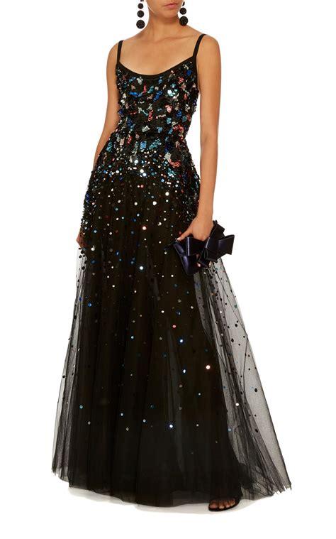 Elie Saab Sequin Embroidered Tulle Gown In Black Lyst