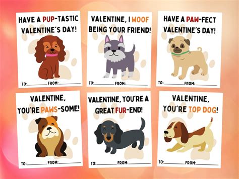 Dog Valentine Cards Digital Download Kids School Valentines Etsy