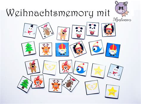 Dieses spiel ist für die ganze familie! Weihnachtsmemory selber machen mit Monstamoons (Freebie ...