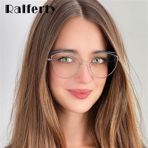 ralferty high quality decorative eyeglasses women metal frame female anti blue light zero grade