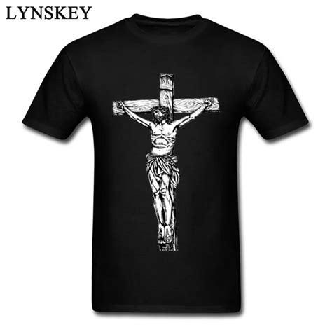 jesus on cross t shirt for men cool design 100 cotton round collar no buttons hipster tops tees