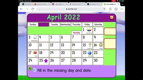 Starfall Calendar April 2022 Youtube