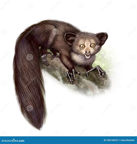 Aye Aye Or Daubentonia Madagascariensis Endangered Wildlife Cartoon