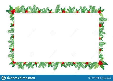 Christmas Frame With Mistletoe Berries Stock Illustration