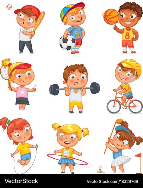 Sports And Fitness Funny Cartoon Character Vector Image