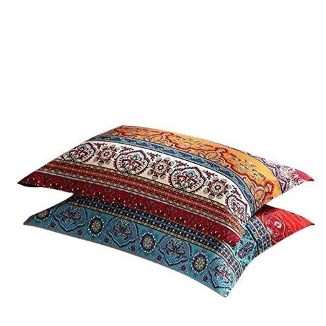 Hnnsi Exotic Striped Bohemia Pillow Shams King Size 2 Pieces100