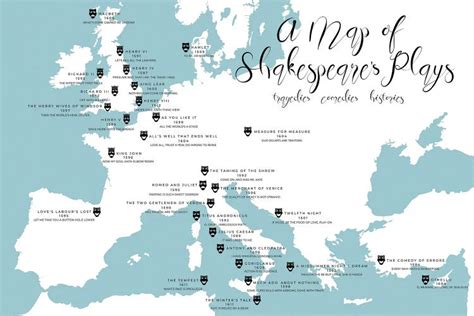 Map Of Shakespeares Plays Art Print By Bibliotography Icanvas