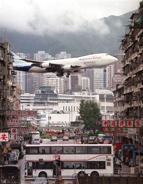 747 Landing At Kai Tak Airport Hong Kong China Kai Tak Airport