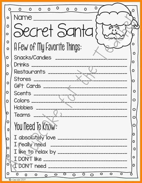 Secret Santa Printable Sheets Printable World Holiday