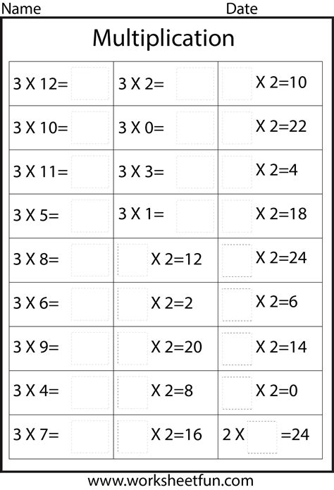 3 Minute Math Multiplication Drill Worksheets Multiplication Worksheets