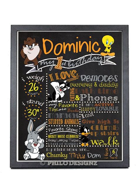 Baby Looney Tuneslooney Tunes Chalkboard Poster By Philodesignz Baby