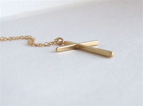 Simple Gold Cross Necklace 14k Gold Filled Dainty Etsy