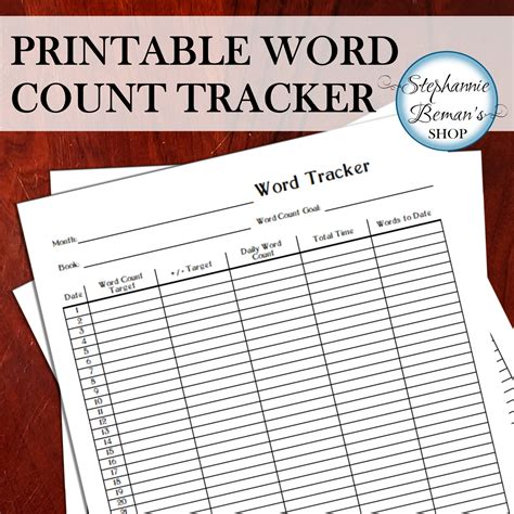 Monthly Word Count Tracker For Writers Minimal Productivity Etsy