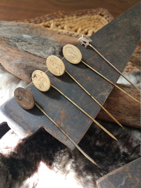 Vintage Initial Stick Pins Letter Initial Tie Lapel Hat Etsy