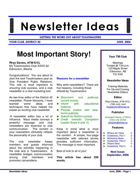 News Letter Example Free Printable Newsletter Templates And Examples