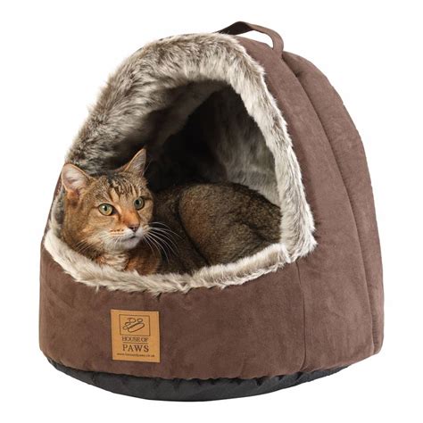 Brown Faux Fur Hooded Arctic Cat Bed Brandalley