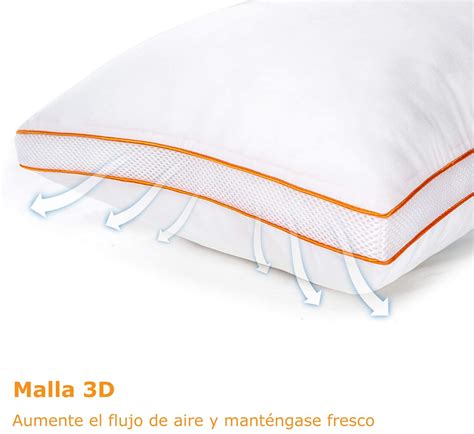 pack 2 almohadas maxzzz almohada 50x75 cm antiacaros firmeza media con suave fibra 3d fibra de