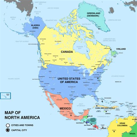 United States And Canada Map With State Names Map Of World