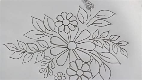 Pencil Drawingfloral Design Pattern Drawing Tutorialhand Embroidery