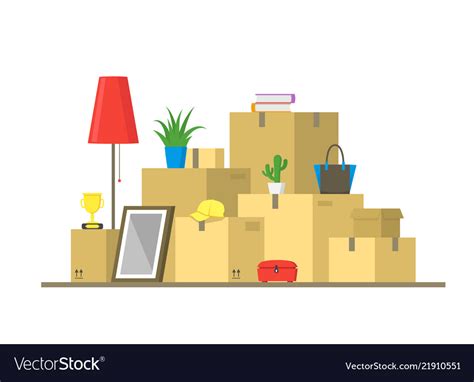 Cartoon Color Pile Boxes Moving Concept Royalty Free Vector