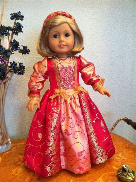 red and gold renaissance doll dress 2012 couture collection fits 18 inch american girl style