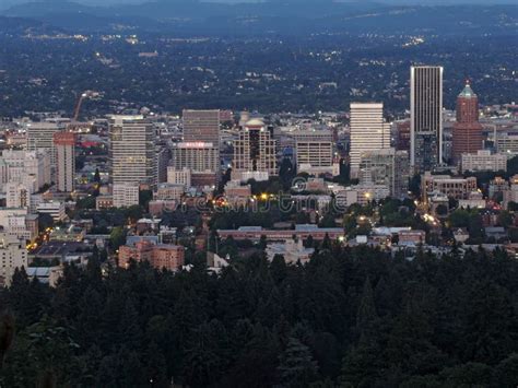 Downtown Portland Oregon City Skyline At Dusk Editorial Photo Image