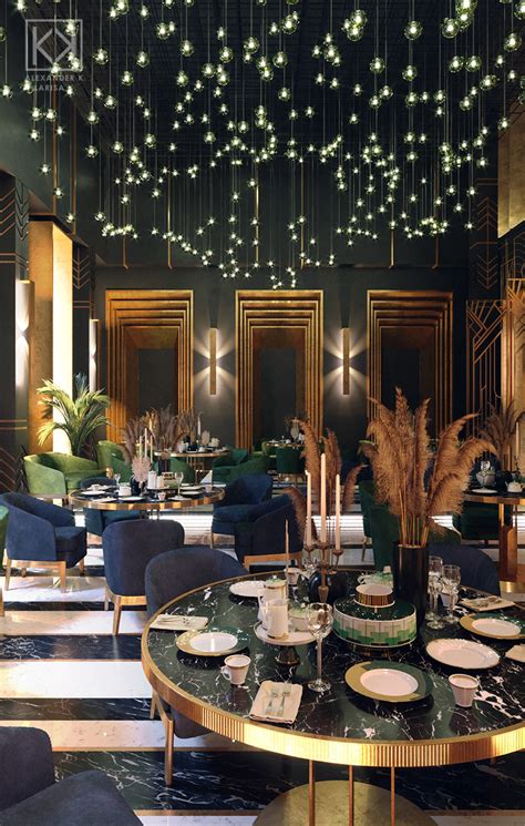 Art Deco restaurant the dining room on Behance Decoração de