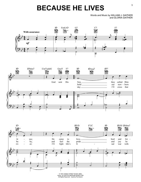 Free Printable Because He Lives Sheet Music Ad Buy Official Licensed