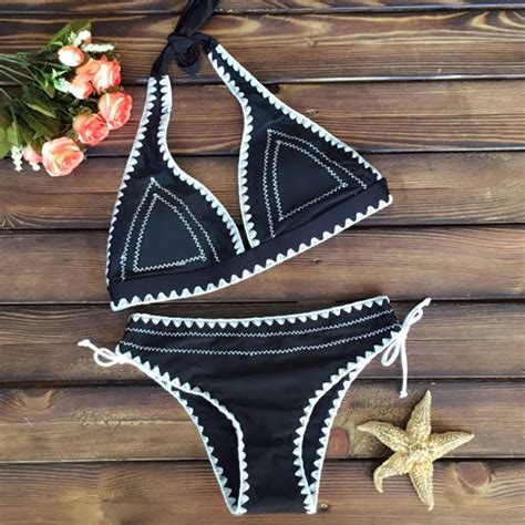 sexy handmade crochet bikini 2018 new design swimwear women brazilian two pieces bikini halter