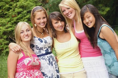 Edmonton Alberta Canada A Group Of Teenage Girls Stock Photo