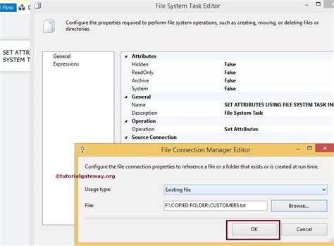 Setting Attributes Using File System Task In Ssis