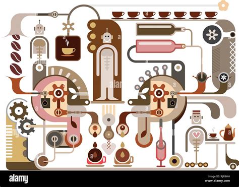 Coffee Factory Vector Illustration Restaurant Cafe Stock Vector