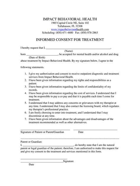 Mental Health Informed Consent Fill Online Printable Fillable