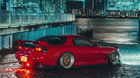 1280x720 Red Mazda Rx7 On Streets K4 720p Hd 4k Wallpapers Images