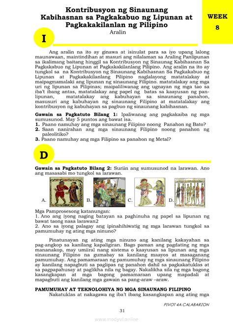 Araling Panlipunan 5 Pivot Module Araling Panlipunan Grade 5 Modules