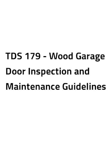 Books Tds Wood Garage Door Inspection And Maintenance Guidelines Contractor Campus