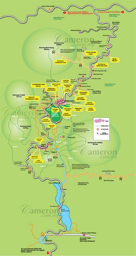 Daily departures on shared basis and good for tourists with time crunch. Cameron Highlands Map | Cameron Highlands Online